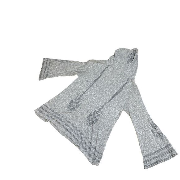 Beautiful Monoreno light Gray medium Embroidered Bohemian Hoodie Tunic Top - Picture 7 of 8